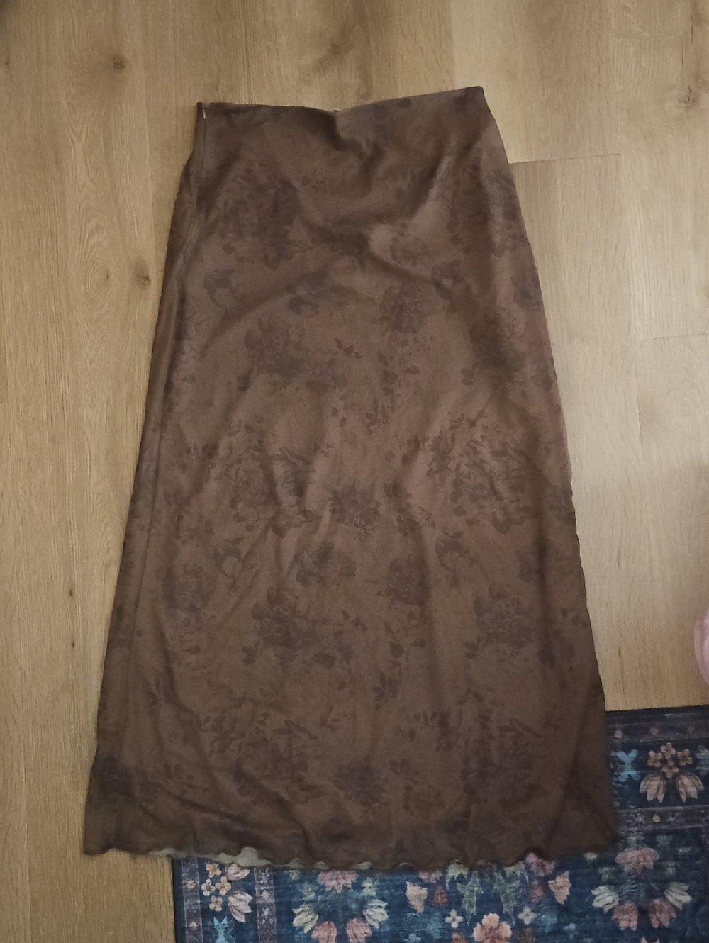 Brown Floral-Texture Maxi Skirt